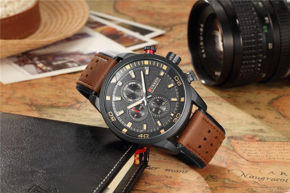 Montre luxe bracelet cuire élégante et sportive pour homme - Adenbora