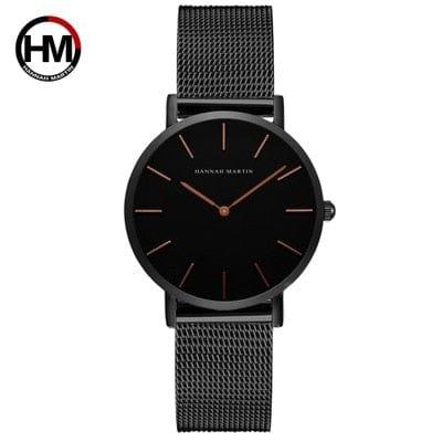 Montre pour femmes Hannah Martin en acier inoxydable, résistante à l’eau, avec mouvement à quartz japonais de haute qualité de 36 mm - Idéale pour le style décontracté et à la mode - Adenbora