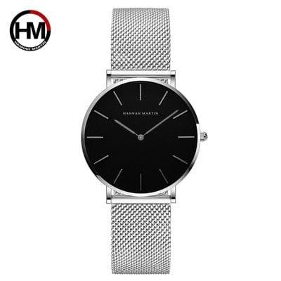 Montre pour femmes Hannah Martin en acier inoxydable, résistante à l’eau, avec mouvement à quartz japonais de haute qualité de 36 mm - Idéale pour le style décontracté et à la mode - Adenbora