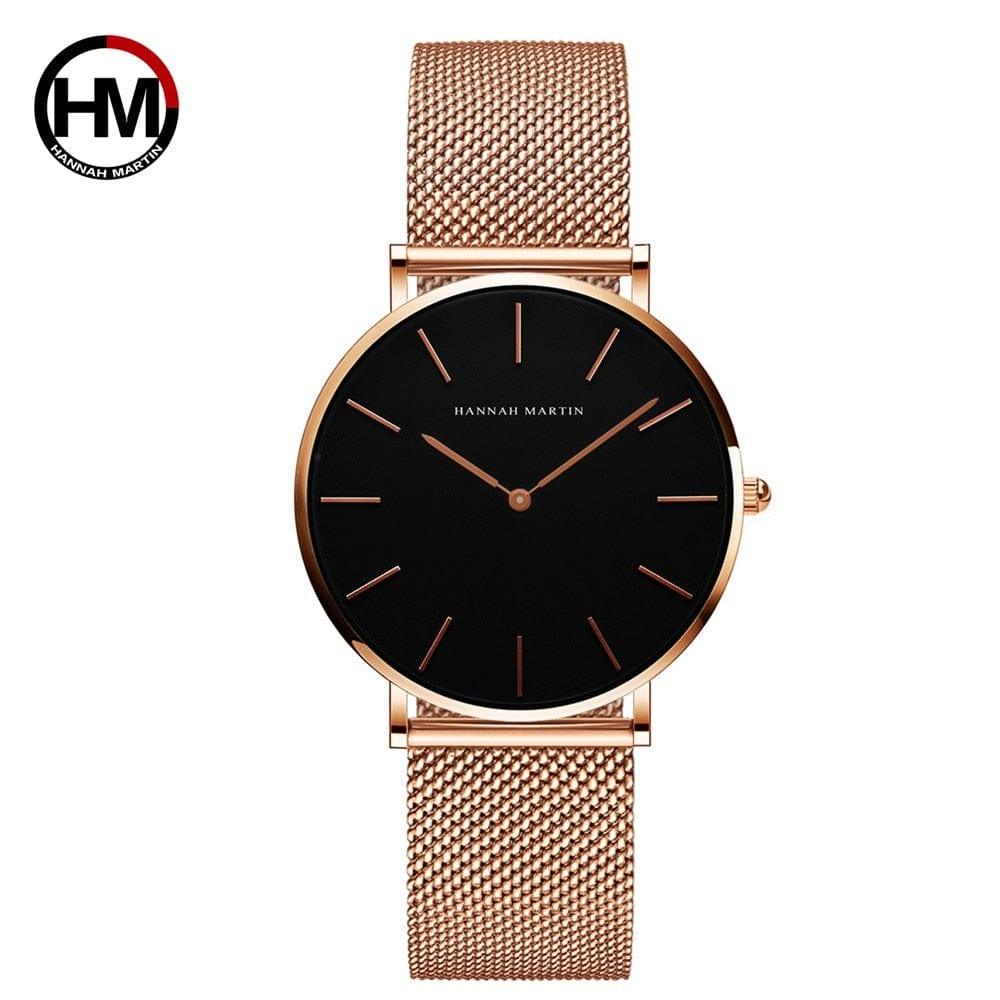 Montre pour femmes Hannah Martin en acier inoxydable, résistante à l’eau, avec mouvement à quartz japonais de haute qualité de 36 mm - Idéale pour le style décontracté et à la mode - Adenbora