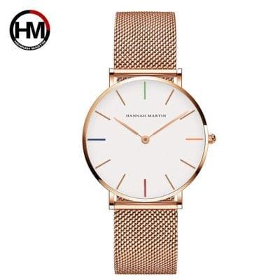 Montre pour femmes Hannah Martin en acier inoxydable, résistante à l’eau, avec mouvement à quartz japonais de haute qualité de 36 mm - Idéale pour le style décontracté et à la mode - Adenbora