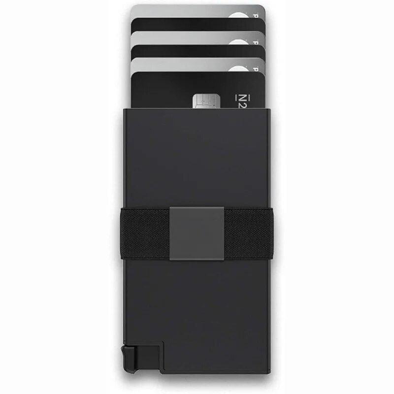 Nom personnalisé Logo Men Business Credit Card Carte Portefeuille RFID Blocking Slim Minimaliste du support de carte bancaire ID Smart Wallet Purse - Adenbora