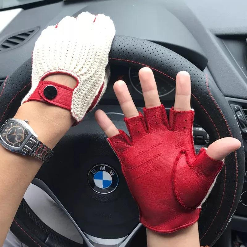 Nouveaux gants en cuir pour la mode à moitié respirante - Adenbora