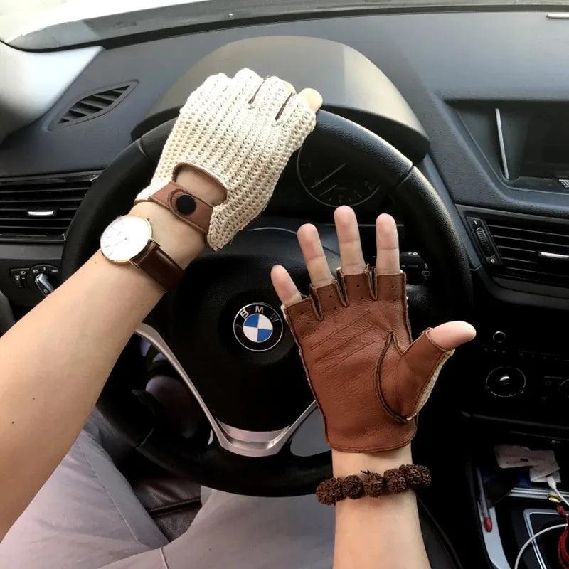 Nouveaux gants en cuir pour la mode à moitié respirante - Adenbora