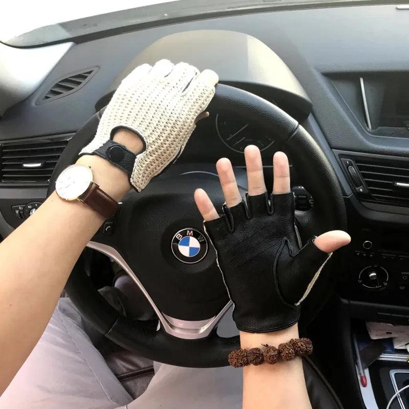 Nouveaux gants en cuir pour la mode à moitié respirante - Adenbora