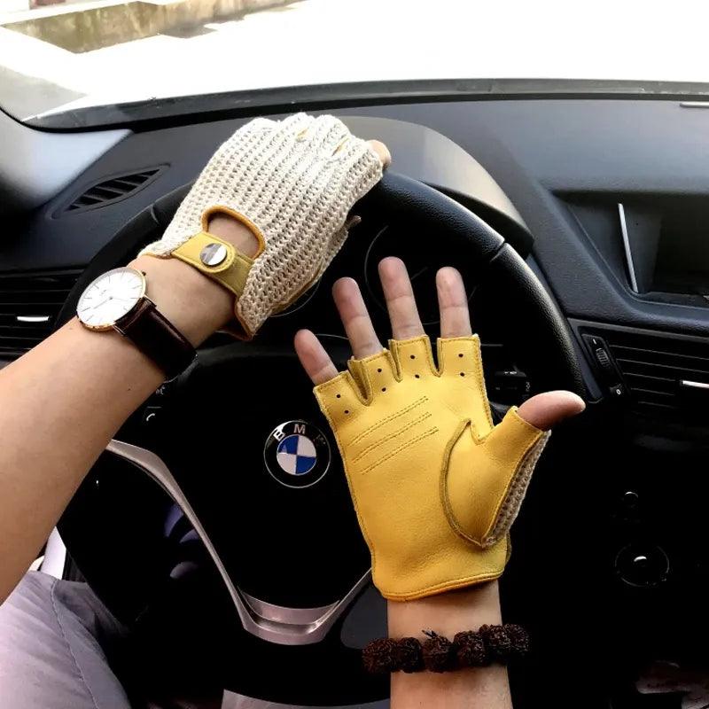 Nouveaux gants en cuir pour la mode à moitié respirante - Adenbora