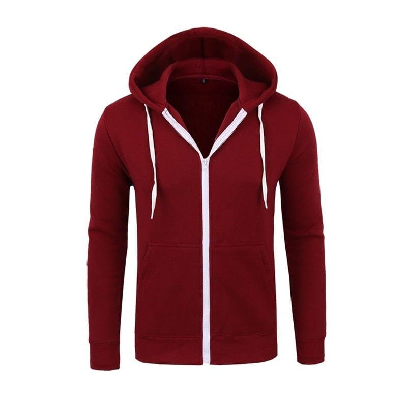 Nouveaux Hommes veste À Capuche Zipper Hoodie Hommes veste Solide Couleur Homme veste À Capuche - Adenbora