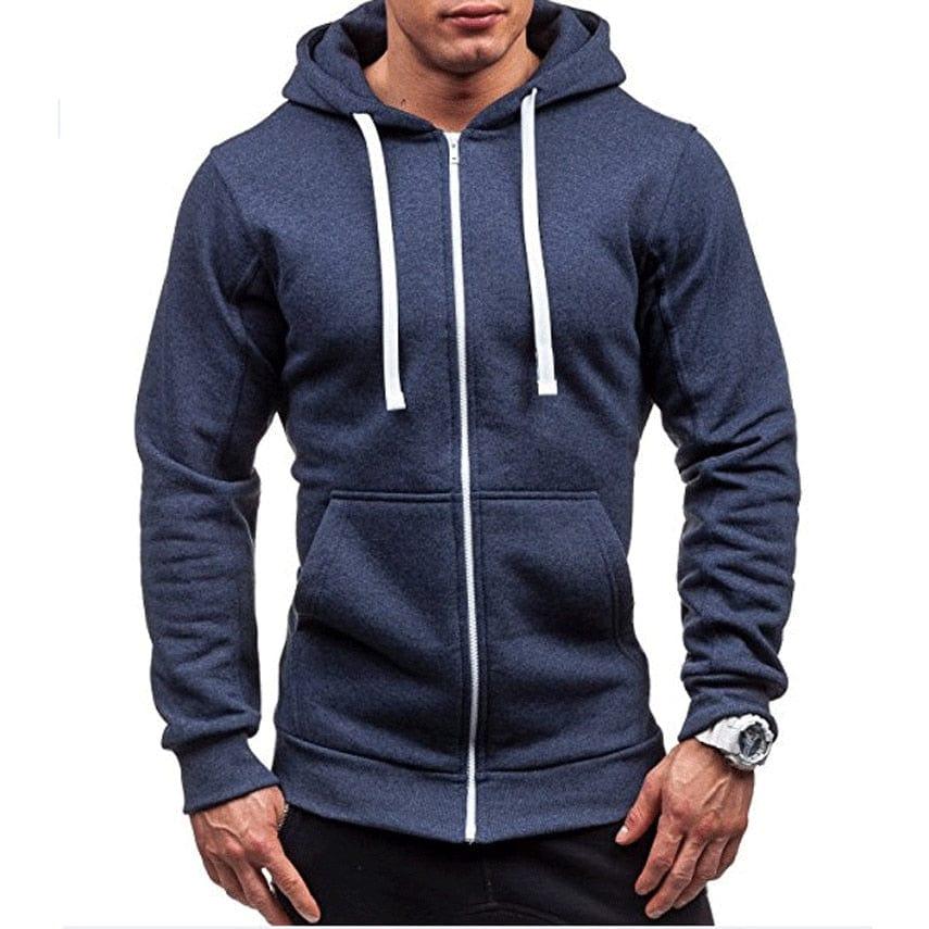 Nouveaux Hommes veste À Capuche Zipper Hoodie Hommes veste Solide Couleur Homme veste À Capuche - Adenbora