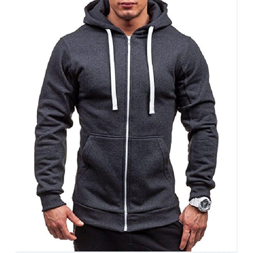 Nouveaux Hommes veste À Capuche Zipper Hoodie Hommes veste Solide Couleur Homme veste À Capuche - Adenbora