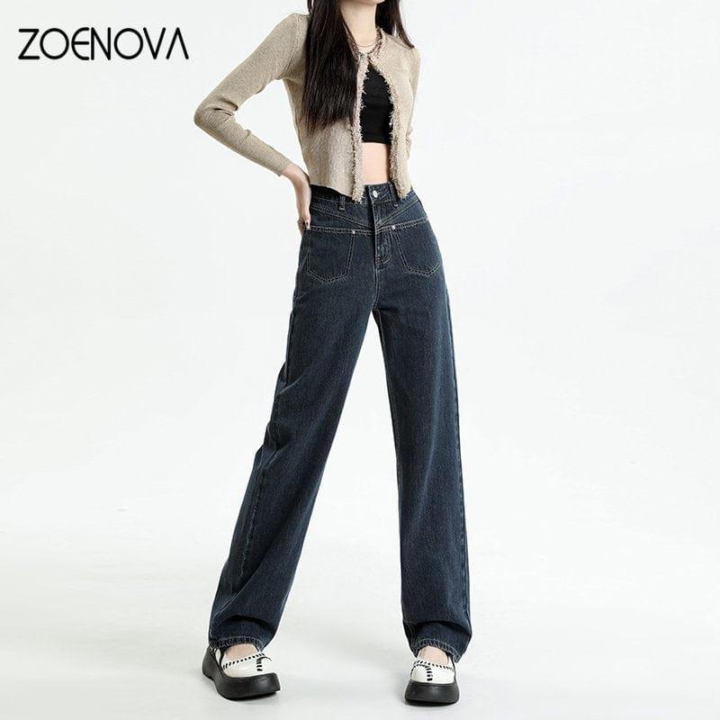 Pantalon large en jean taille haute style coréen pour femme, collection printemps 2023 - Adenbora