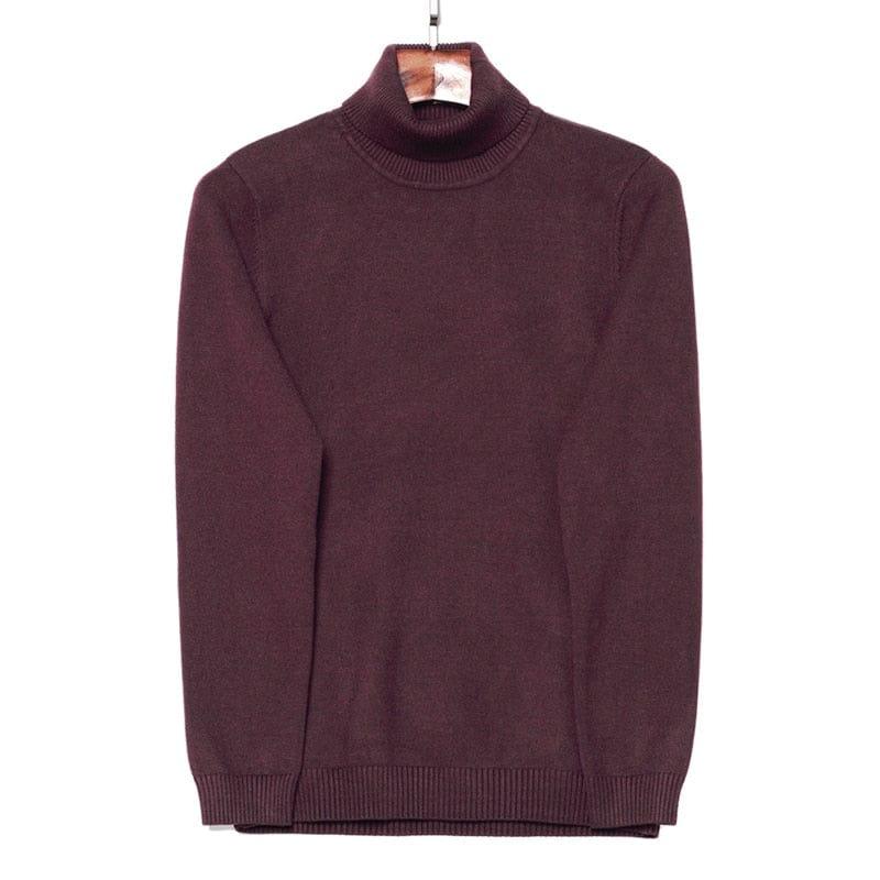 Pull à col roulé pour homme slim uni couleur noir,gris,rouge élégant - Adenbora