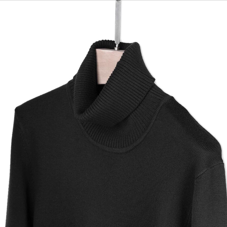 Pull à col roulé pour homme slim uni couleur noir,gris,rouge élégant - Adenbora