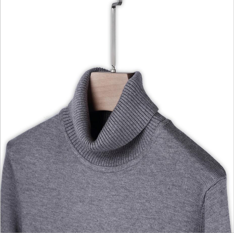 Pull à col roulé pour homme slim uni couleur noir,gris,rouge élégant - Adenbora