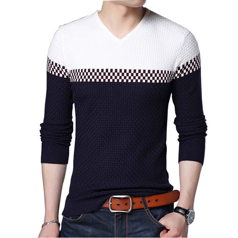 Pull col v pour homme en nylon et polyester simple et chaud - Adenbora