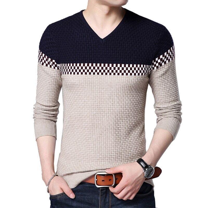 Pull col v pour homme en nylon et polyester simple et chaud - Adenbora