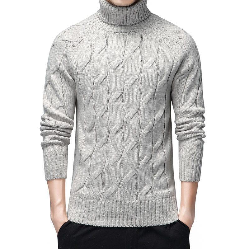 Pull en laine épaisse blanc marron noire à col roulé pour homme - Adenbora