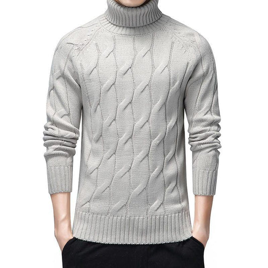 Pull en laine épaisse blanc marron noire à col roulé pour homme - Adenbora