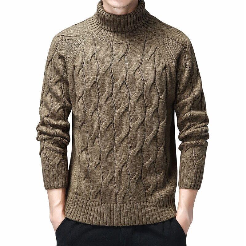 Pull en laine épaisse blanc marron noire à col roulé pour homme - Adenbora