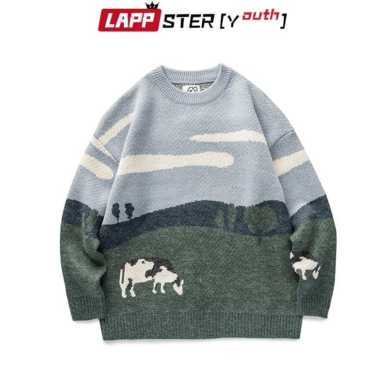 Pull Hommes vaches Vintage hiver chandails 2022 pull hommes colle ronds mode pull décontracté Harajuku vêtements - Adenbora