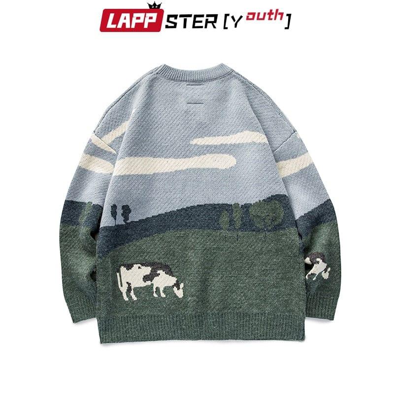 Pull Hommes vaches Vintage hiver chandails 2022 pull hommes colle ronds mode pull décontracté Harajuku vêtements - Adenbora