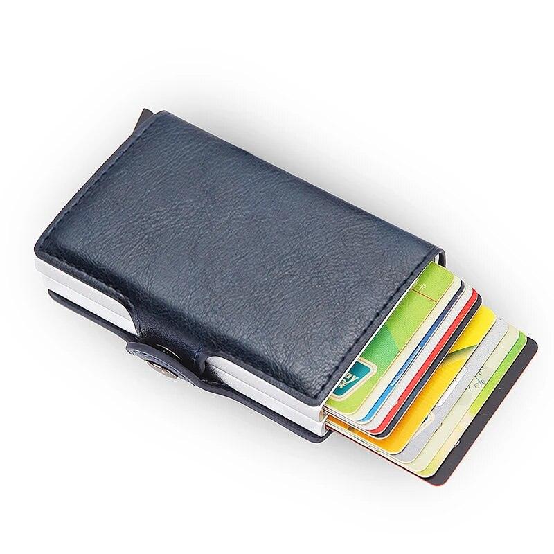 RFID Blocking Protection Men Id Carte de crédit Portefeuille Portefeuille en cuir en cuir en aluminium Aluminium Banque Bank Card Creditcard Card Holder - Adenbora