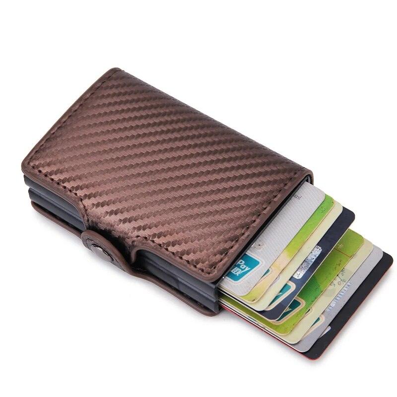 RFID Blocking Protection Men Id Carte de crédit Portefeuille Portefeuille en cuir en cuir en aluminium Aluminium Banque Bank Card Creditcard Card Holder - Adenbora