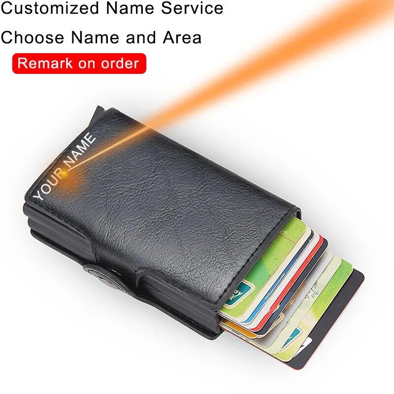 RFID Blocking Protection Men Id Carte de crédit Portefeuille Portefeuille en cuir en cuir en aluminium Aluminium Banque Bank Card Creditcard Card Holder - Adenbora