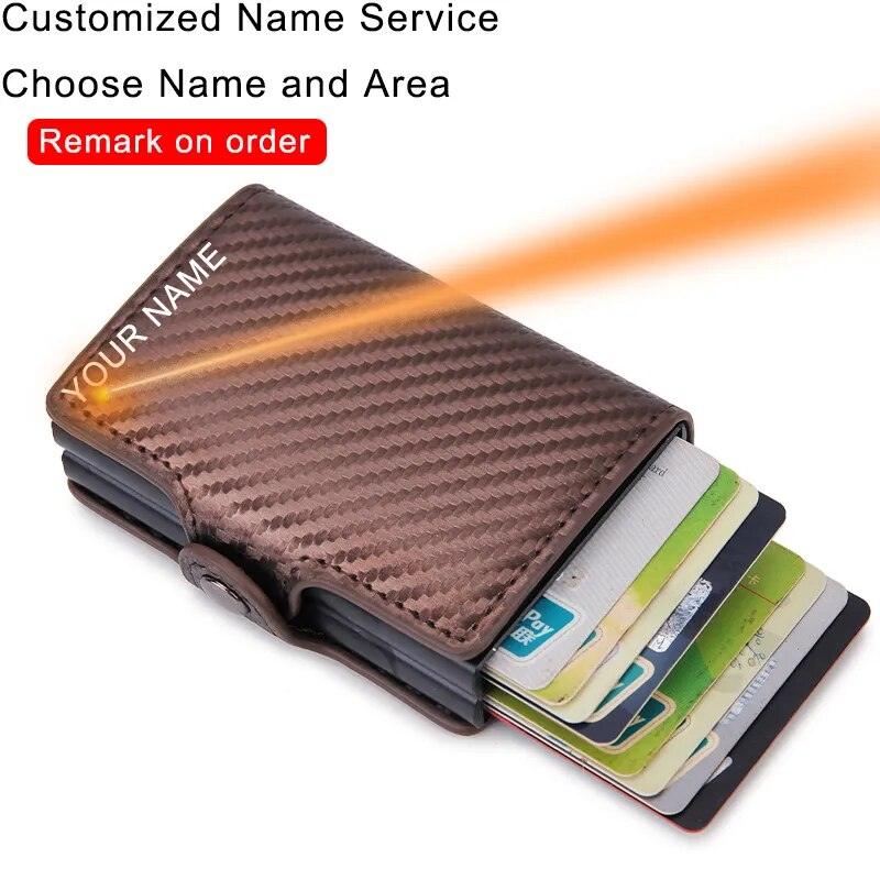 RFID Blocking Protection Men Id Carte de crédit Portefeuille Portefeuille en cuir en cuir en aluminium Aluminium Banque Bank Card Creditcard Card Holder - Adenbora