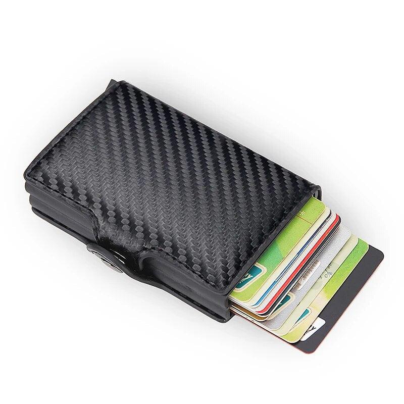 RFID Blocking Protection Men Id Carte de crédit Portefeuille Portefeuille en cuir en cuir en aluminium Aluminium Banque Bank Card Creditcard Card Holder - Adenbora