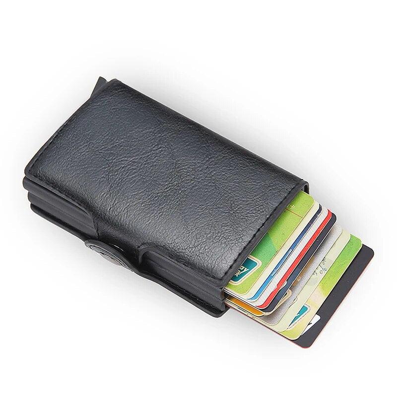 RFID Blocking Protection Men Id Carte de crédit Portefeuille Portefeuille en cuir en cuir en aluminium Aluminium Banque Bank Card Creditcard Card Holder - Adenbora