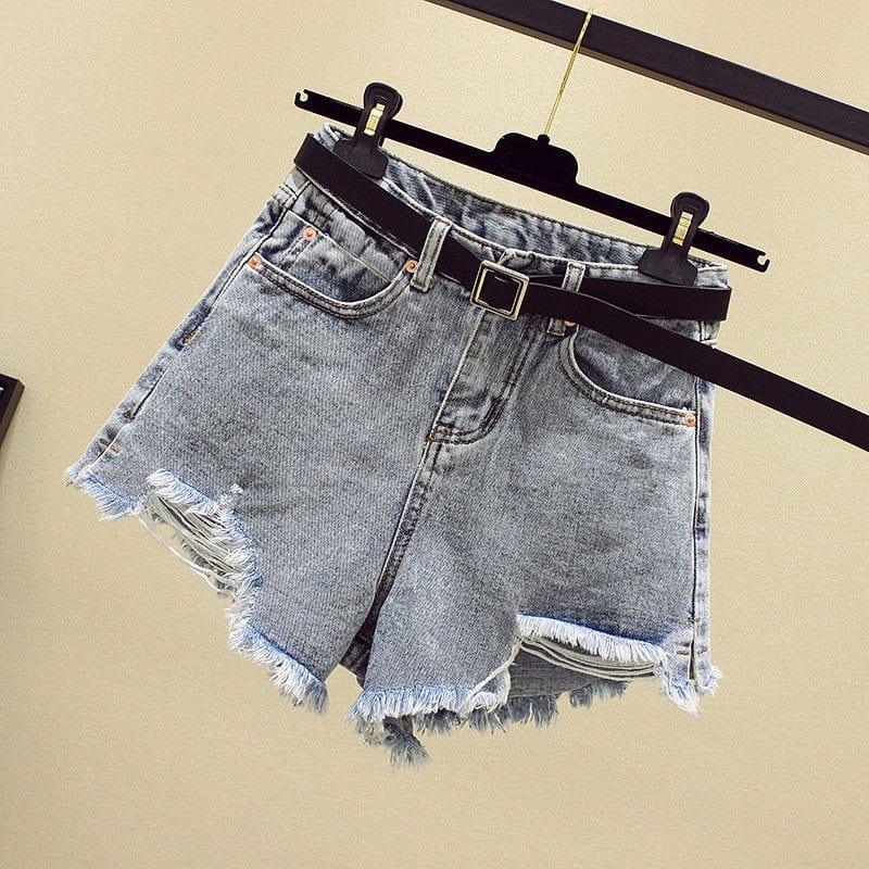 Short en jean à jambe large et taille haute pour femme - Été 2021 - Adenbora