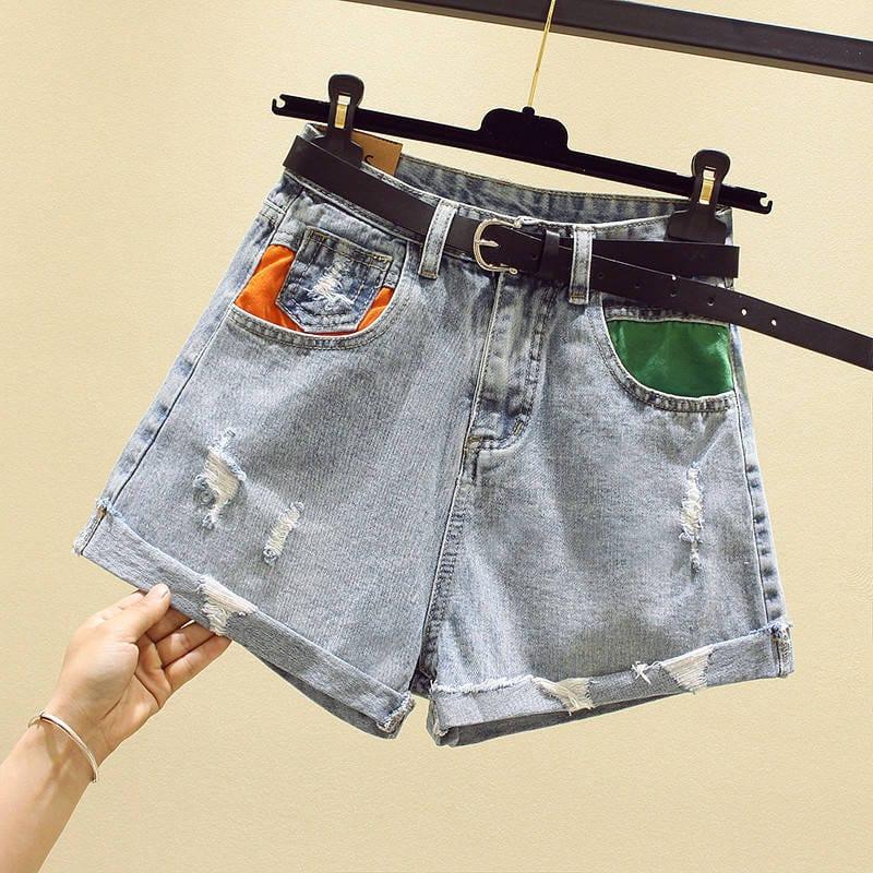 Short en jean à jambe large et taille haute pour femme - Été 2021 - Adenbora