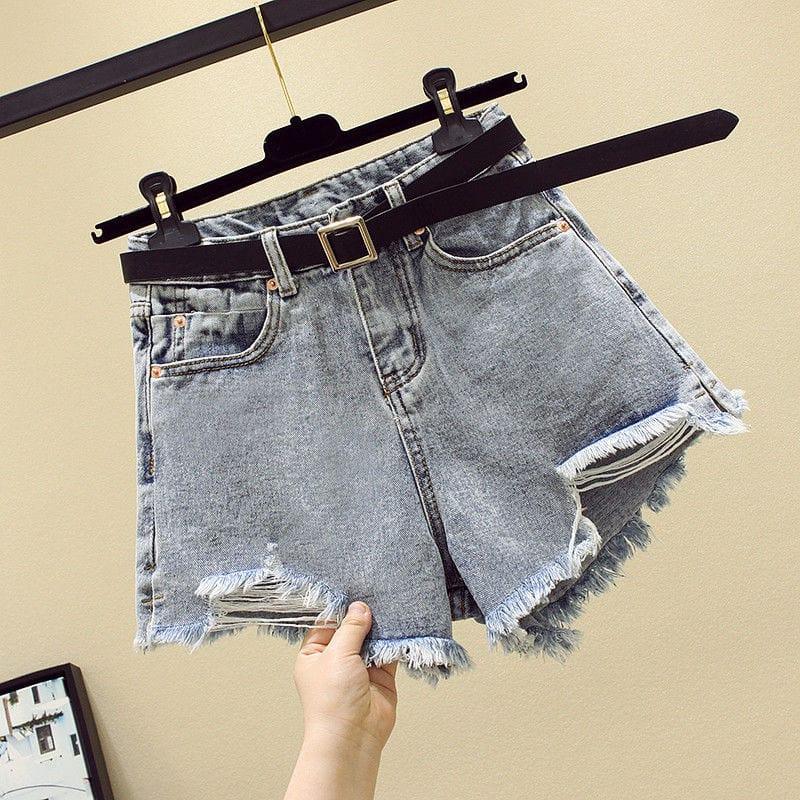 Short en jean à jambe large et taille haute pour femme - Été 2021 - Adenbora