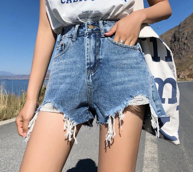 Short en jean taille haute pour femme - Style streetwear et tendance - Adenbora