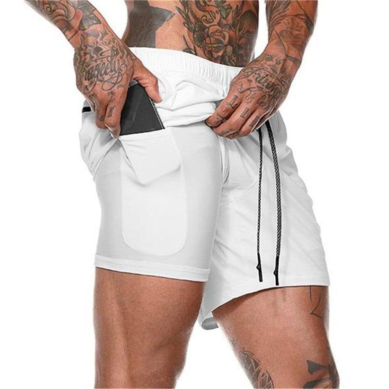 Shorts 2 en 1 Homme Sport Gym Poches - Adenbora