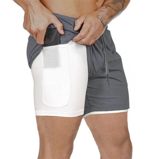 Shorts 2 en 1 Homme Sport Gym Poches - Adenbora