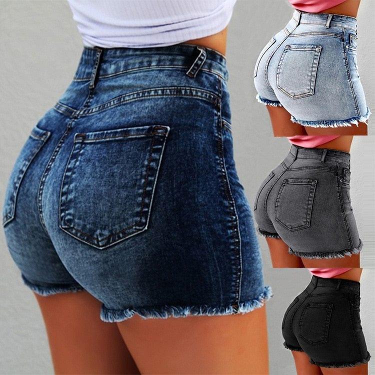 Shorts en jean skinny vintage taille haute pour femme - Automne 2022 - Adenbora