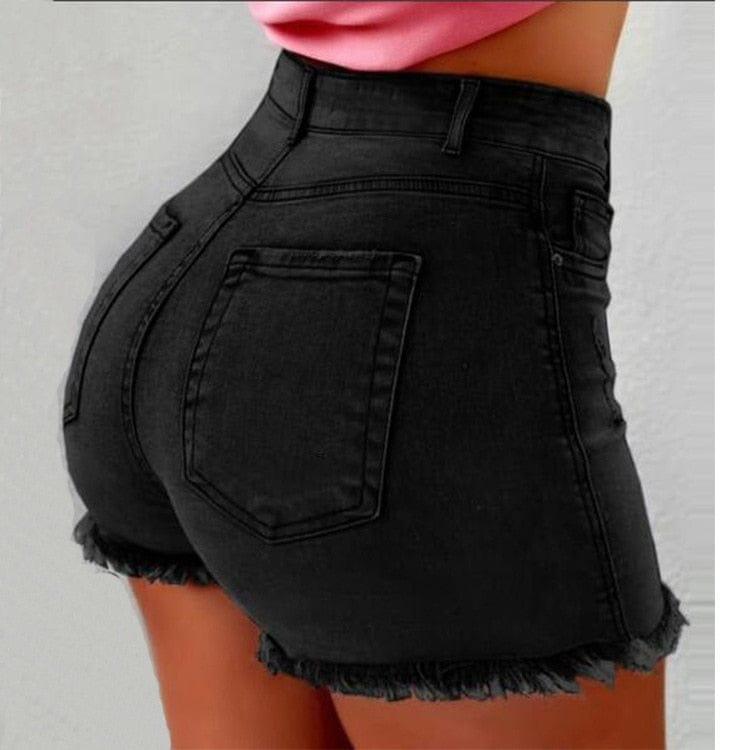 Shorts en jean skinny vintage taille haute pour femme - Automne 2022 - Adenbora