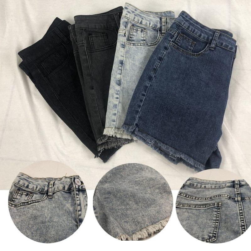 Shorts en jean skinny vintage taille haute pour femme - Automne 2022 - Adenbora