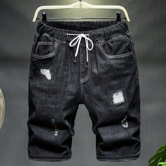 Shorts Jeans Marque Homme Taille 6XL à 10XL Délavé Déchiré Noir Bleu Été 2023 - Adenbora