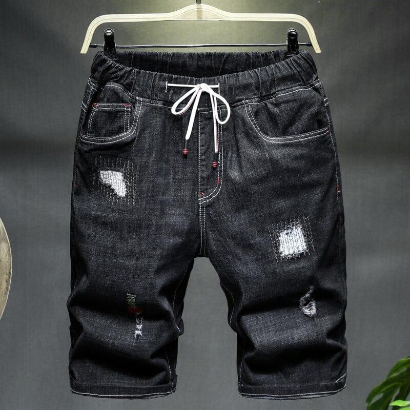 Shorts Jeans Marque Homme Taille 6XL à 10XL Délavé Déchiré Noir Bleu Été 2023 - Adenbora