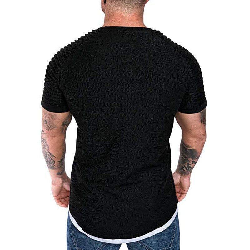 Streetwear T-shirts décontracté à manches courtes t-shirt hommes Slim Fit solide t-shirts hauts t-shirt Homme - Adenbora