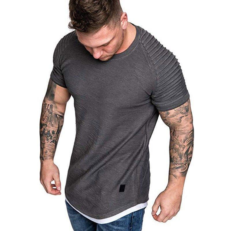 Streetwear T-shirts décontracté à manches courtes t-shirt hommes Slim Fit solide t-shirts hauts t-shirt Homme - Adenbora