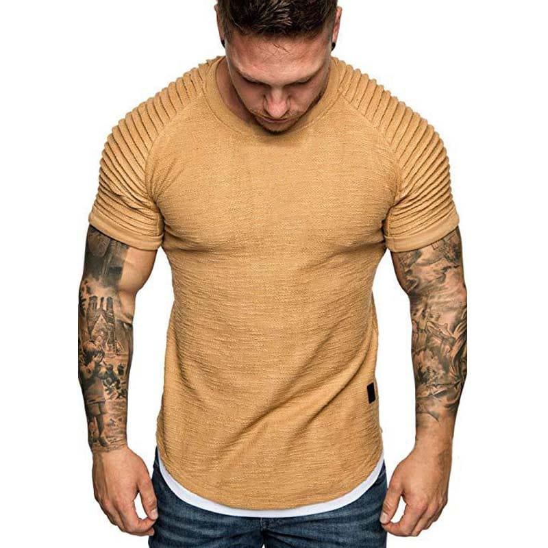 Streetwear T-shirts décontracté à manches courtes t-shirt hommes Slim Fit solide t-shirts hauts t-shirt Homme - Adenbora