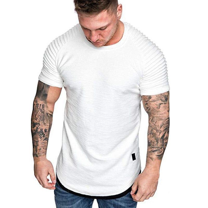 Streetwear T-shirts décontracté à manches courtes t-shirt hommes Slim Fit solide t-shirts hauts t-shirt Homme - Adenbora