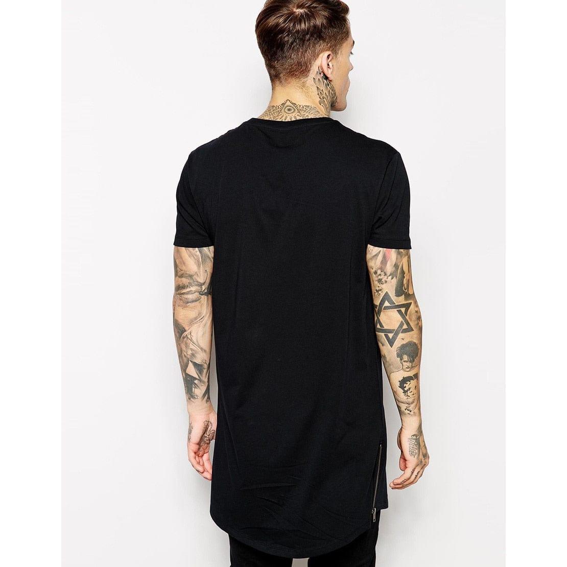 T-shirt long coton noir t-shirts t-shirts homme vêtements t-shirt extra long pour homme marque t-shirt - Adenbora