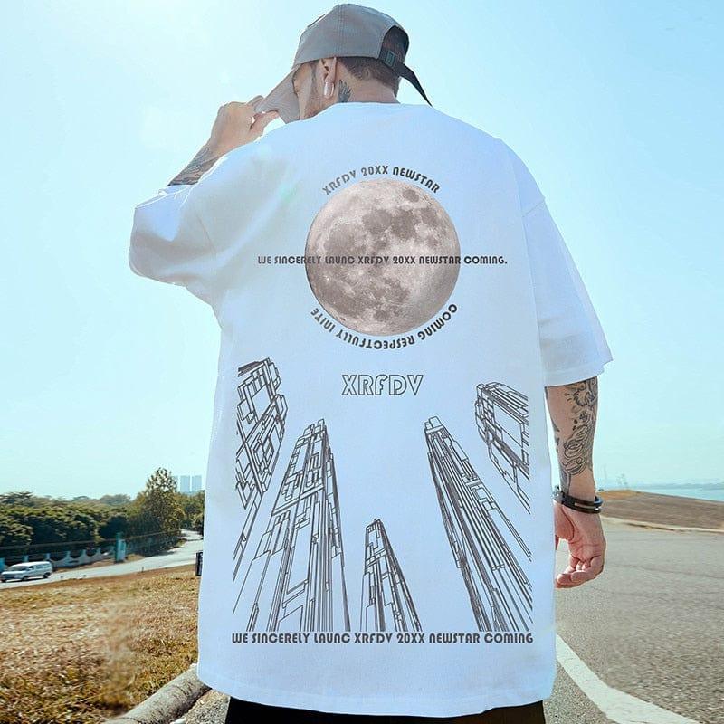 Tee shirt homme floqués lune oversized streetwear - Adenbora