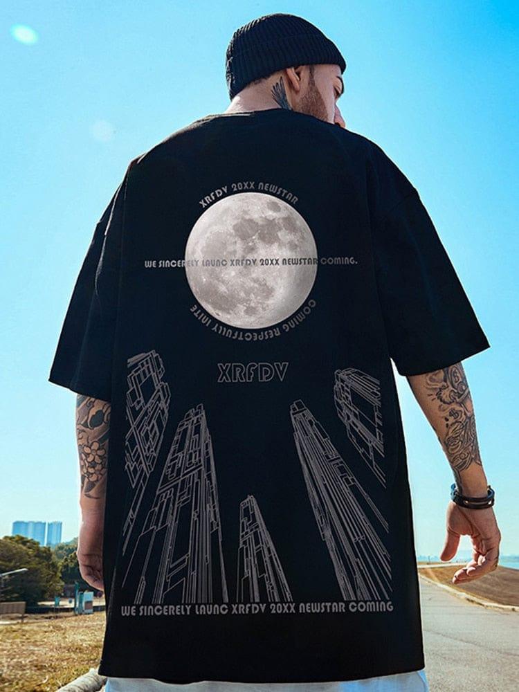 Tee shirt homme floqués lune oversized streetwear - Adenbora