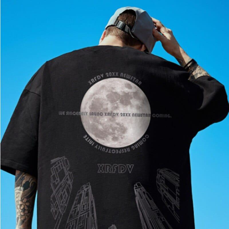 Tee shirt homme floqués lune oversized streetwear - Adenbora