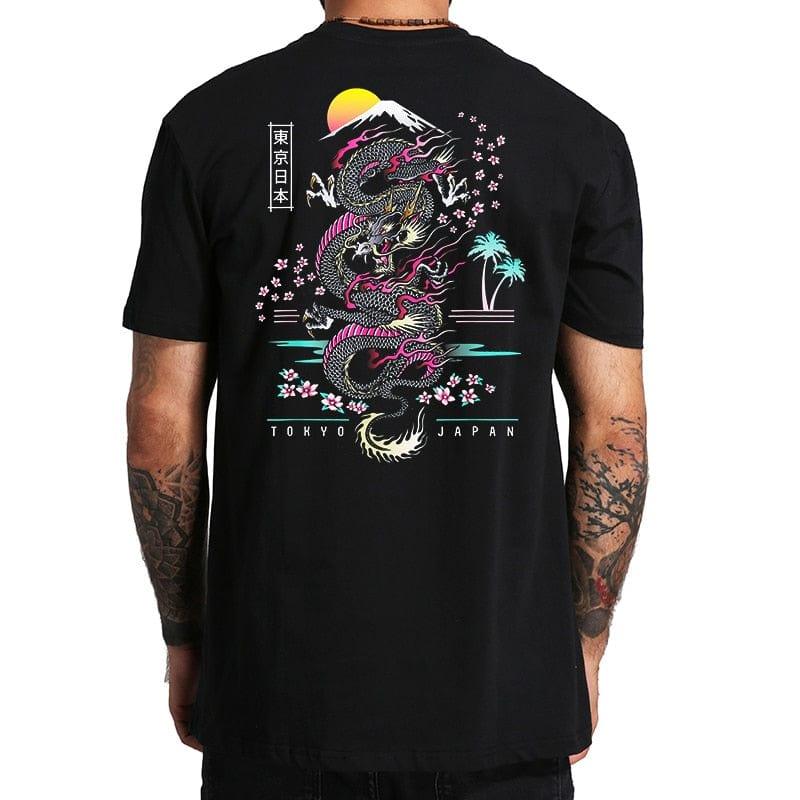 Tee shirt pour homme street wear motif dans le dos dragon - Adenbora